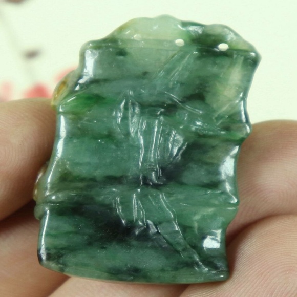 Certified Green 100% Natural A Jade jadeite Pendant Carved bamboo - Picture 4 of 6